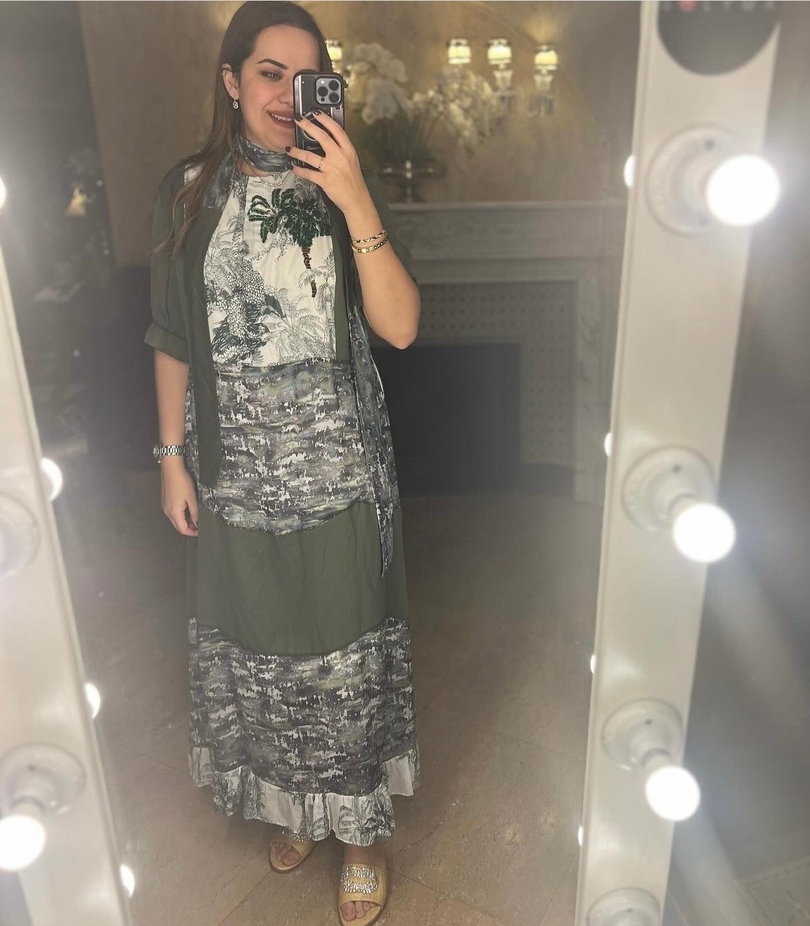 Spanish Dress Palm Print *Half Sleeves*