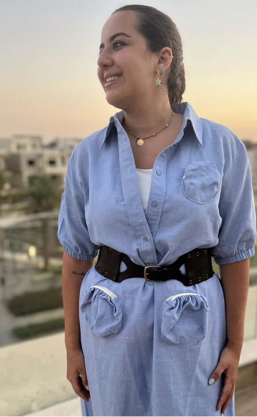 Pockets shirt dress Baby Blue