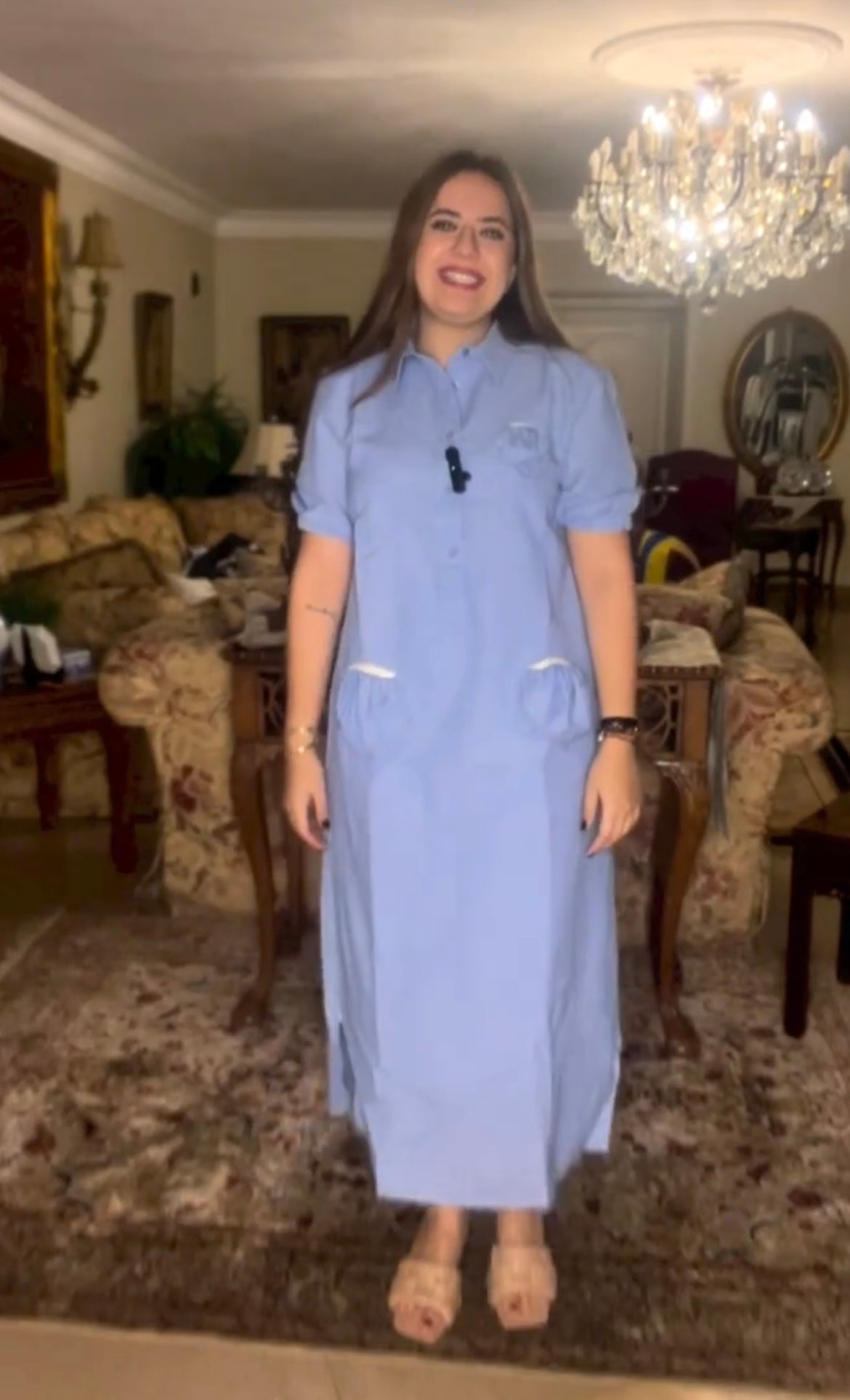 Pockets shirt dress Baby Blue