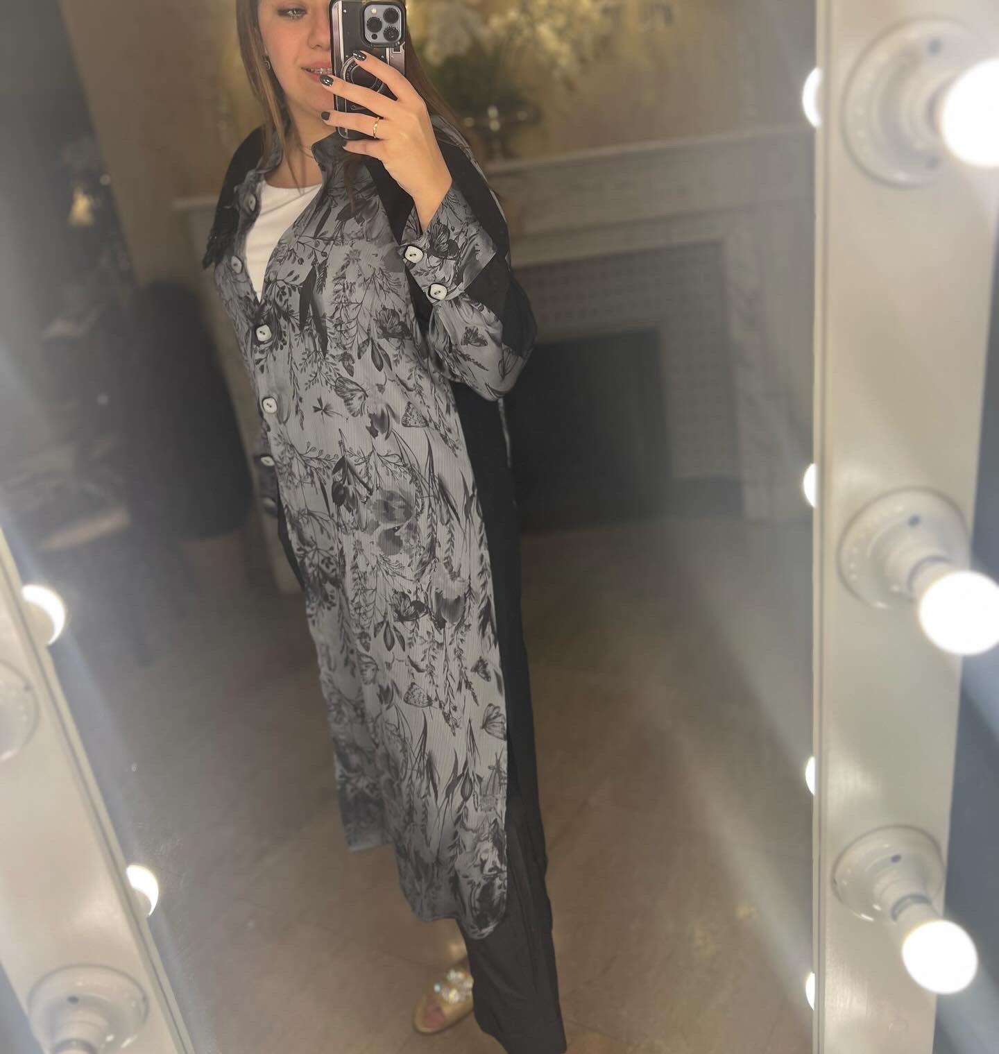 Chiffon Floral Print Shirt dress