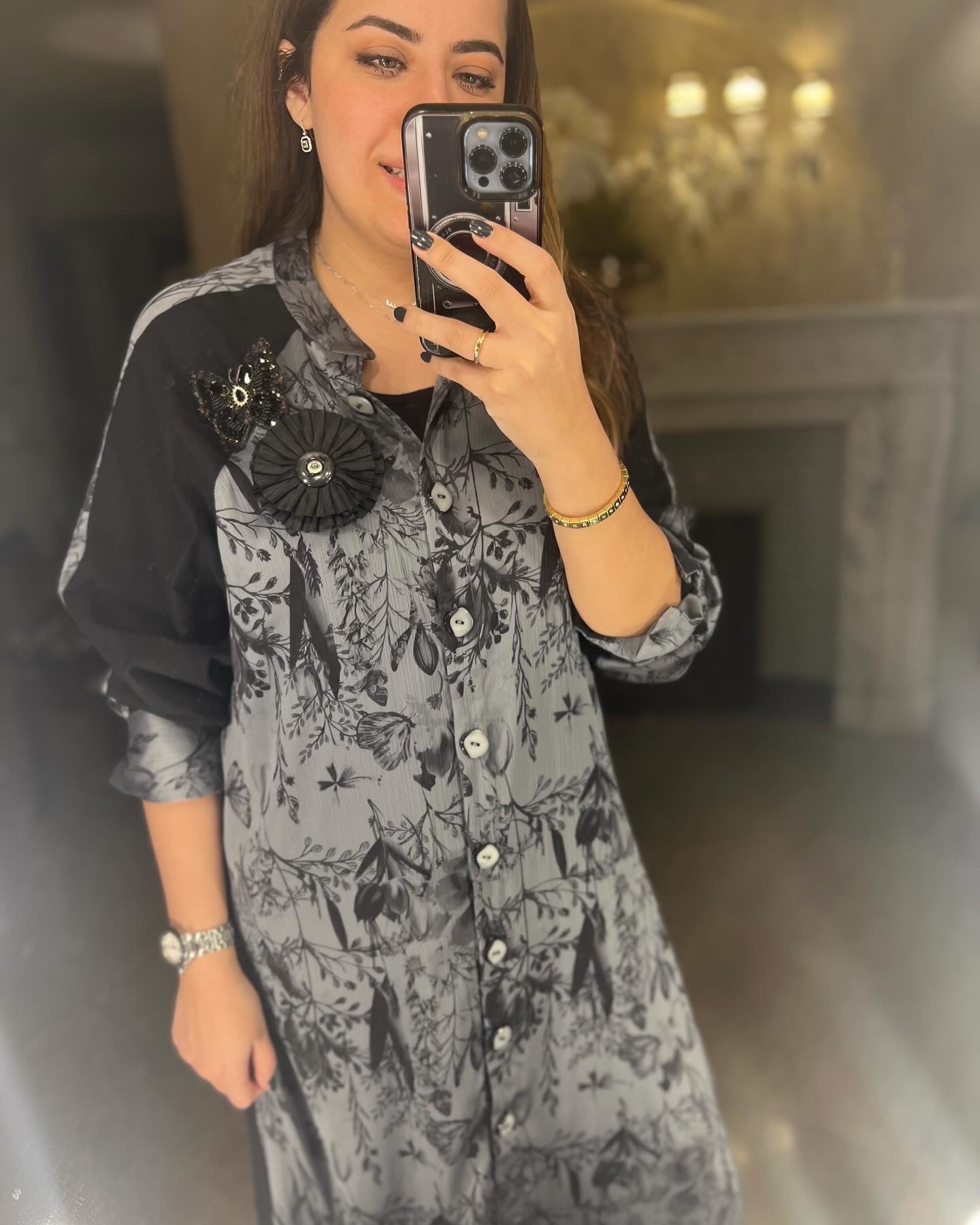 Chiffon Floral Print Shirt dress
