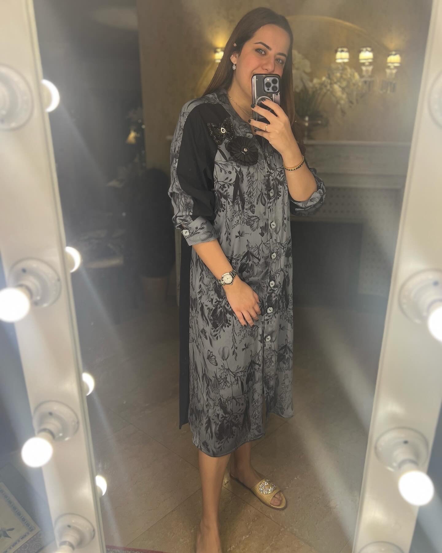 Chiffon Floral Print Shirt dress