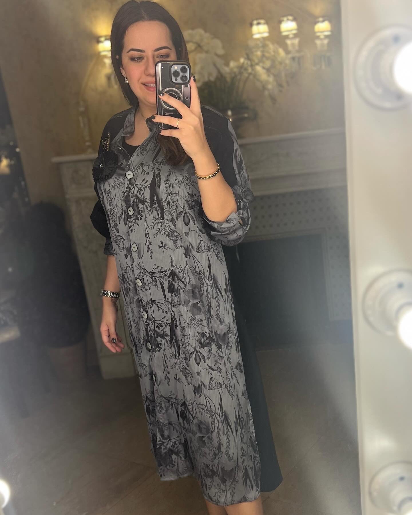 Chiffon Floral Print Shirt dress