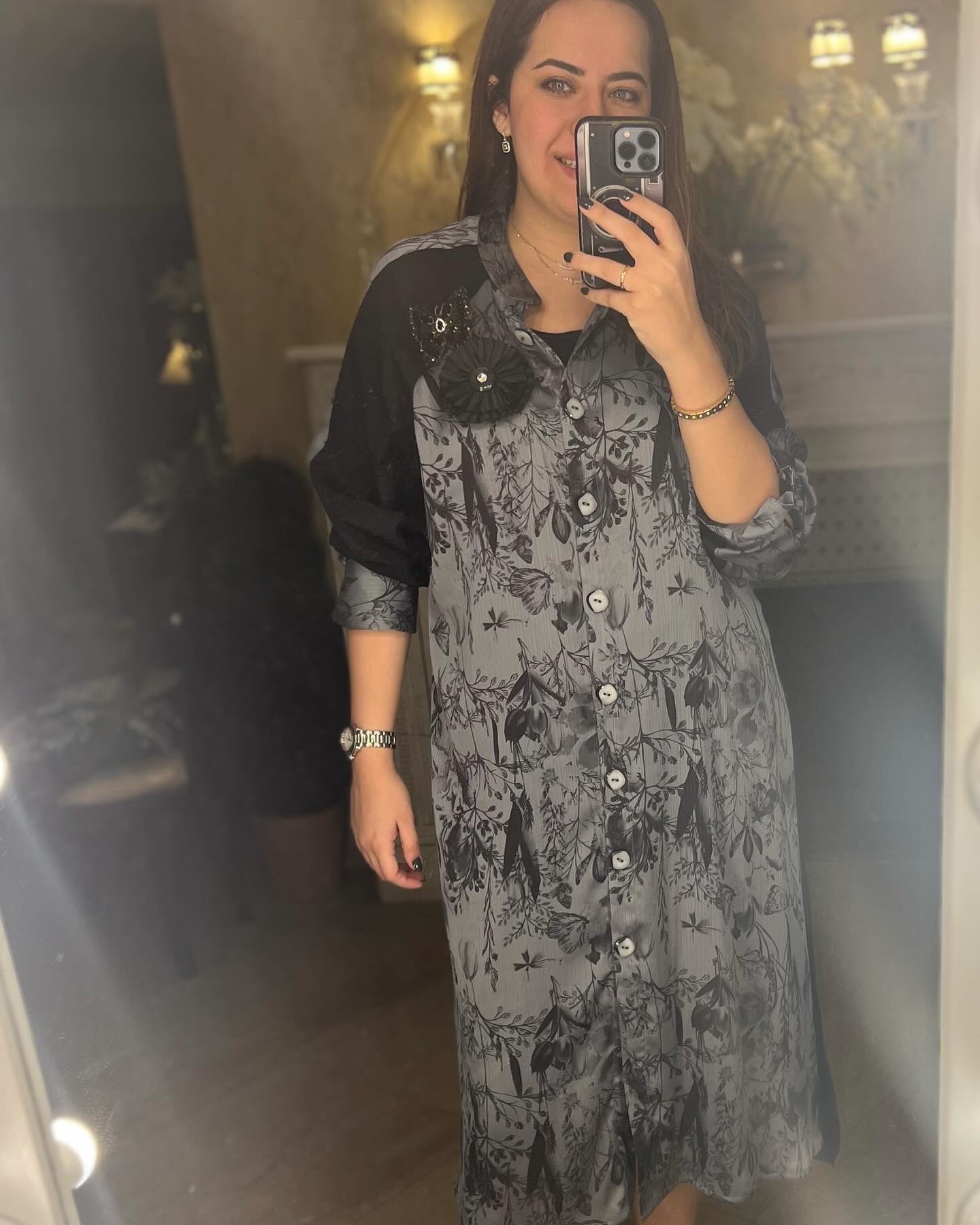 Chiffon Floral Print Shirt dress