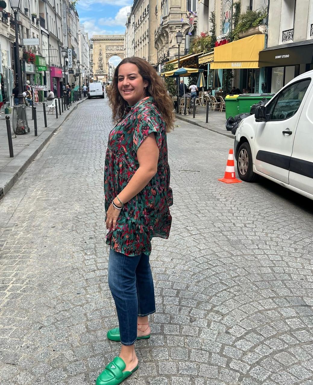 Mlle Blouse Silk Chiffon Green base