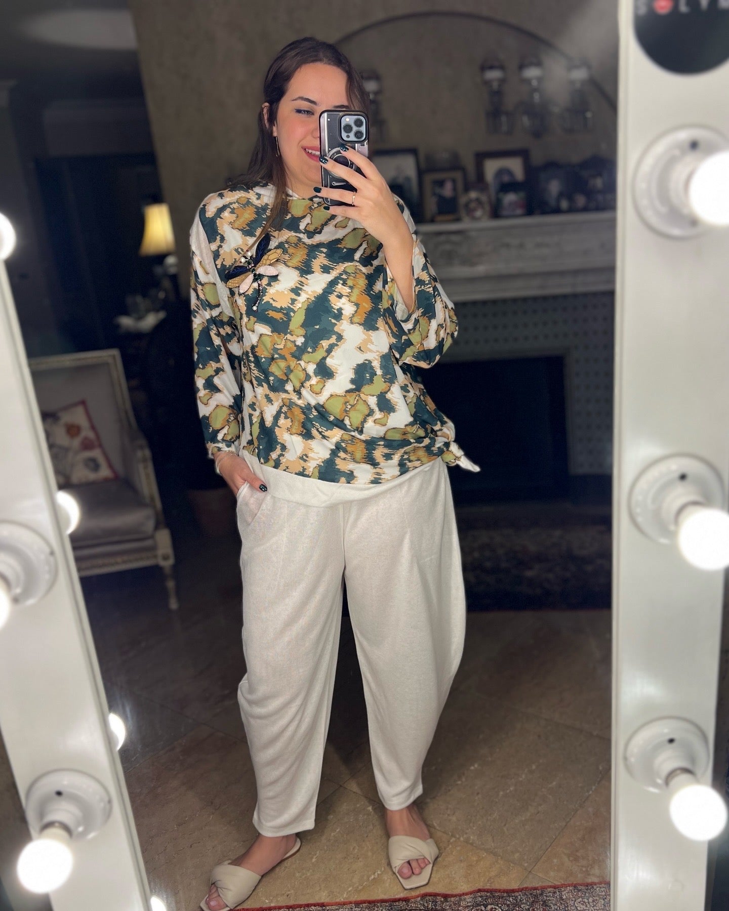 Hoodie && Serwal Set Abstract x White