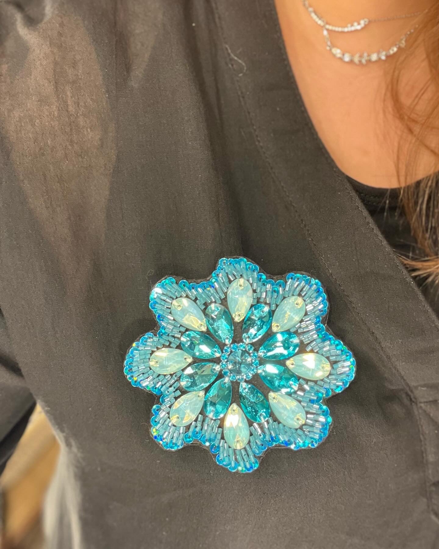 Turquoise Crystal Pin