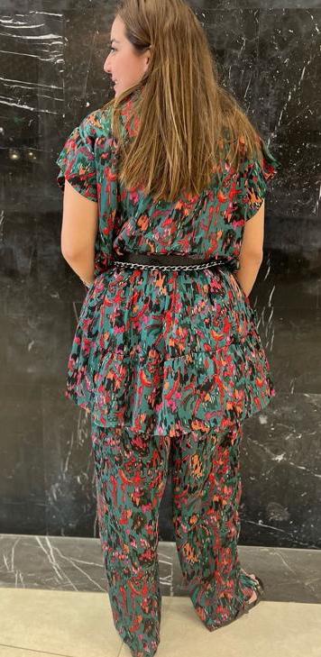 Mlle Blouse Silk Chiffon Green base
