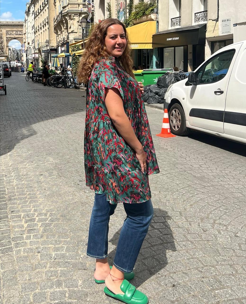 Mlle Blouse Silk Chiffon Green base