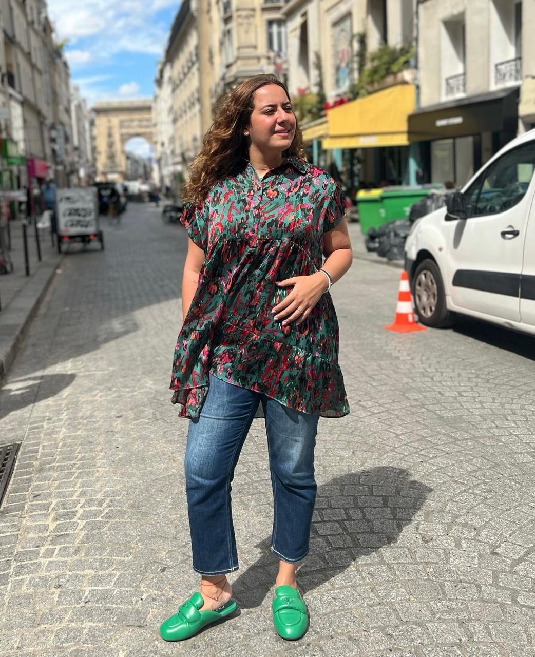 Mlle Blouse Silk Chiffon Green base