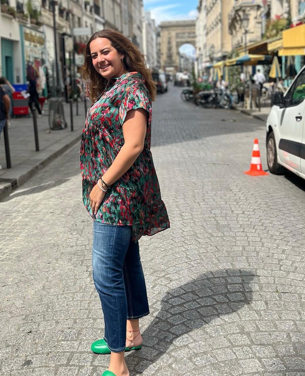 Mlle Blouse Silk Chiffon Green base